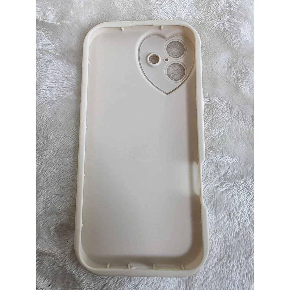 Cream Pink Bow Heart Camera Cutout iPhone‎ Case Coquette Balletcore Ribbed Shell